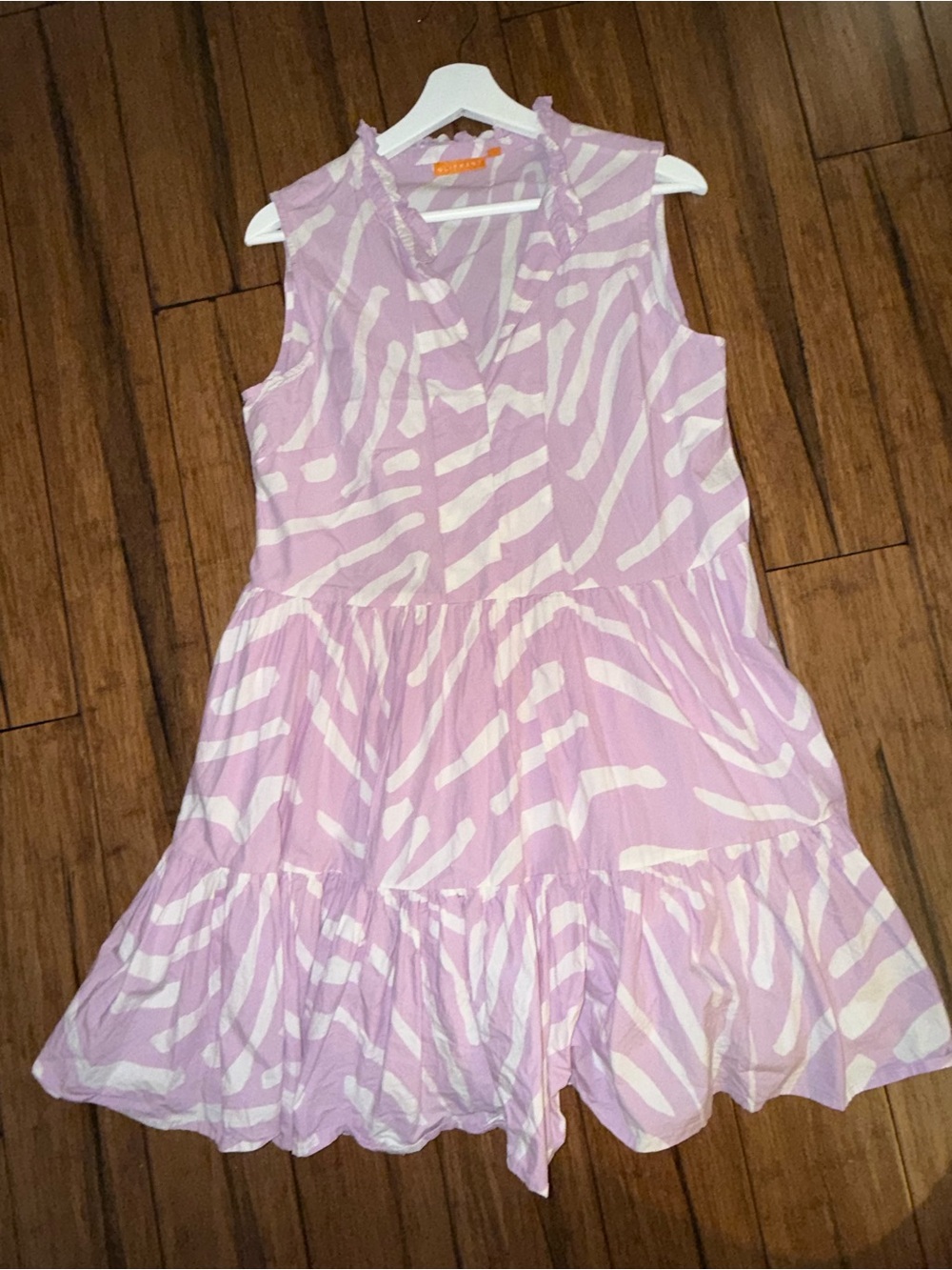 Oliphant Pink and White Zebra Tiered Mini Dress